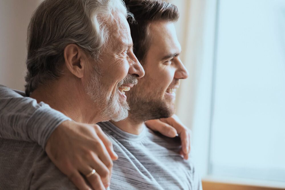 father and son in communication during substance use disorder treatment