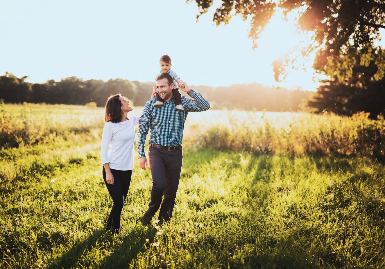 happy family walking outside of california addiction rehab